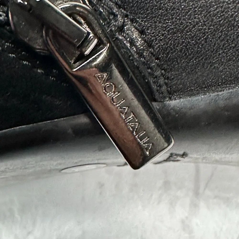 Aquatalia Italian Leather Ankle Boots Roma Black Double Buckle